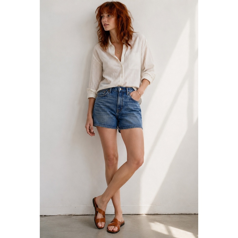 Madewell High Rise Denim Shorts Medium Wash Blue Womens Size 33